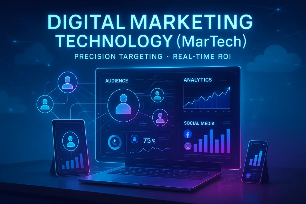 Digital marketing funnel diagram showing key business stages from awareness to action in landscape format.