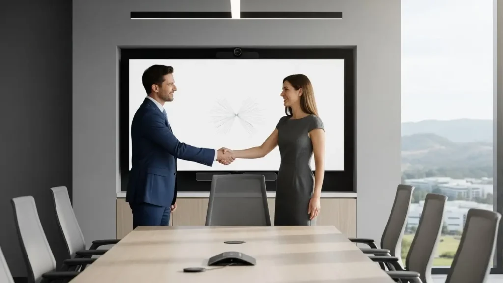 A professional handshake illustrating a Huawei strategic technology alliance.