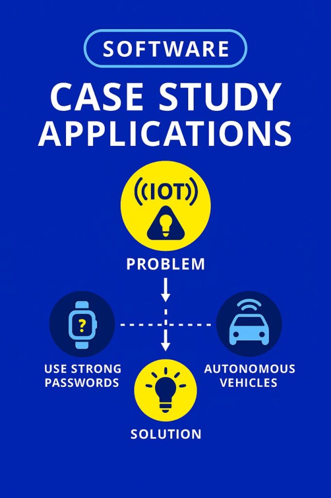 Software diagram outlining case study with problem, solution, and result steps.