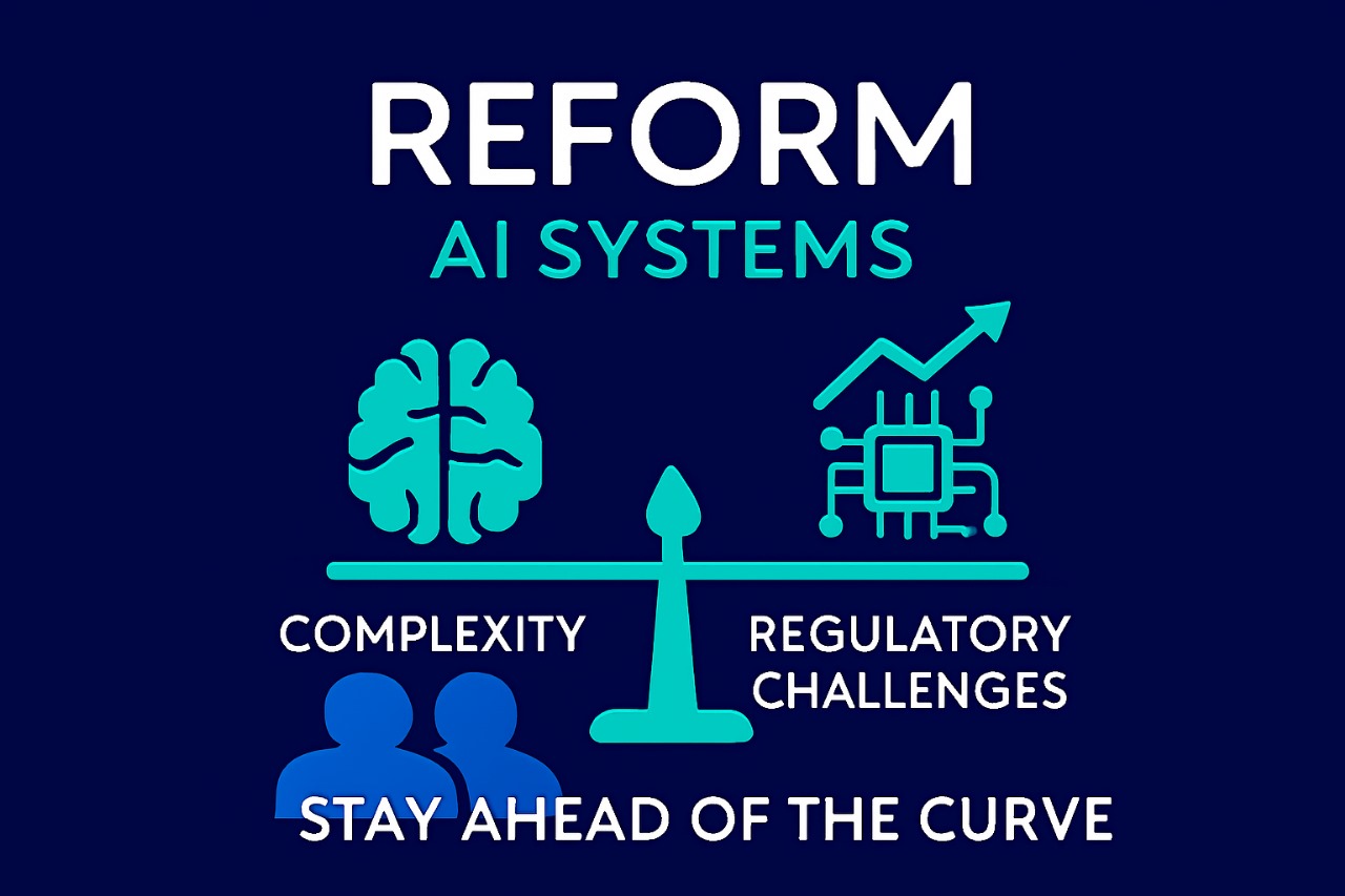 Reform-focused AI systems diagram showing complexity and regulatory challenges in modern technology governance.
