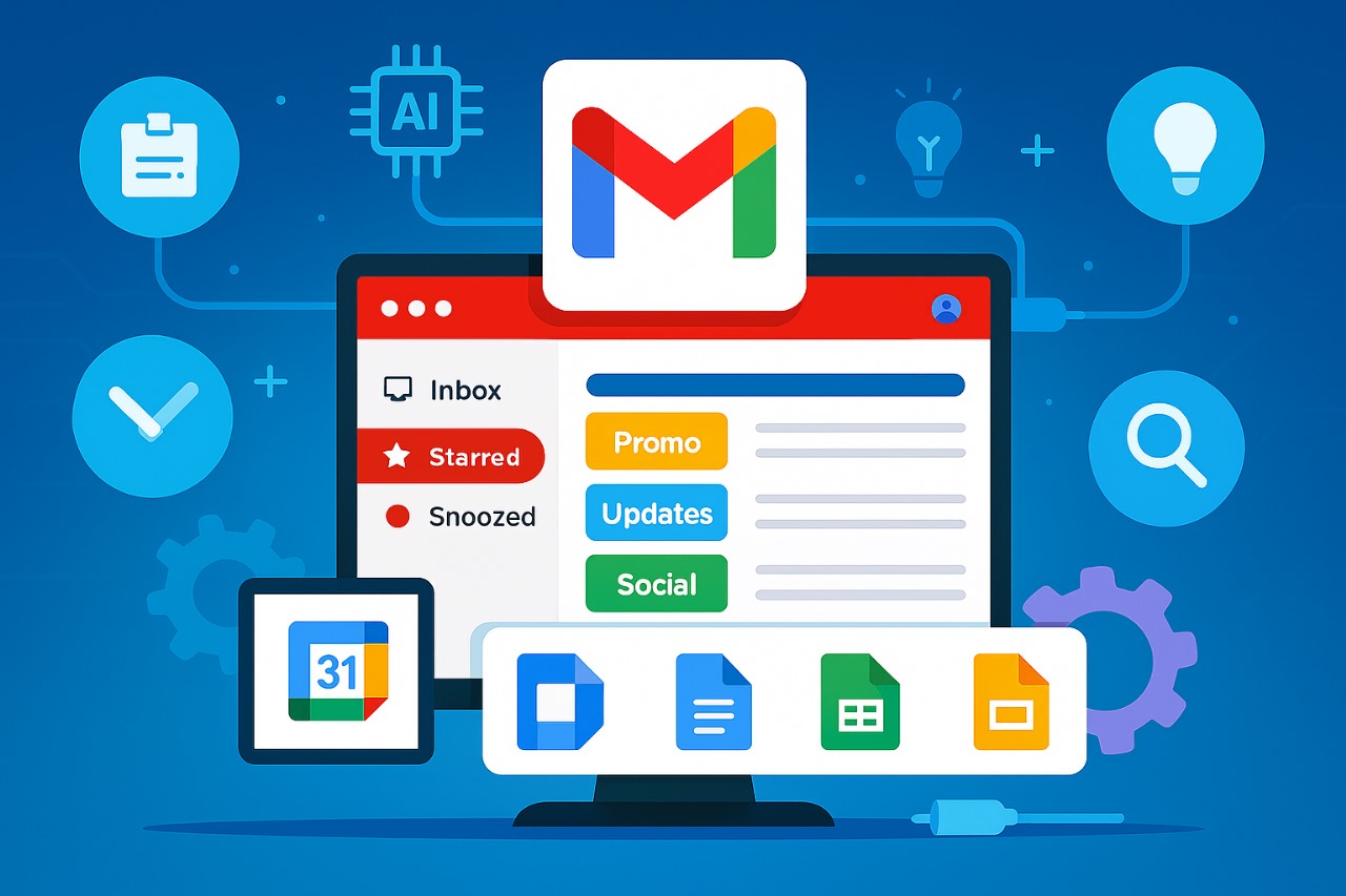 Gmail integrated with Google Workspace tools to boost productivity and streamline collaboration across tech platforms.