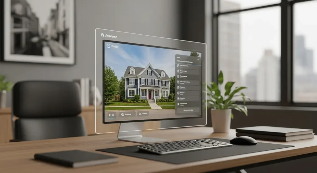 A professional office environment using agentic AGI to automate business tasks.
