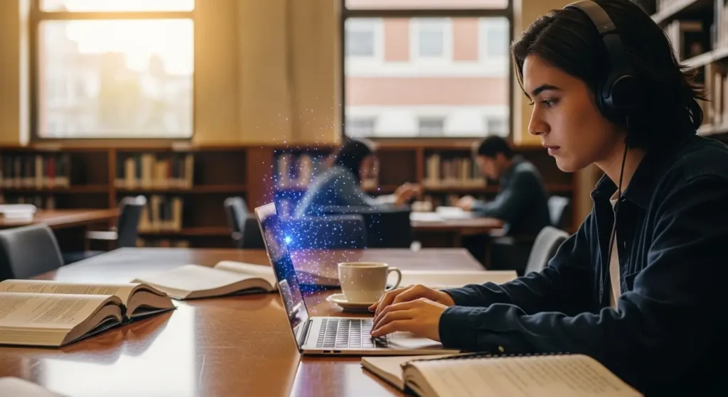 A student engaging with an adaptive AGI tutor for personalized educational growth.
