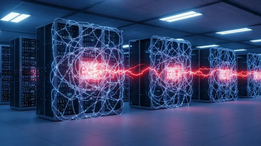 AI-driven security software monitoring enterprise data and connected gadgets.