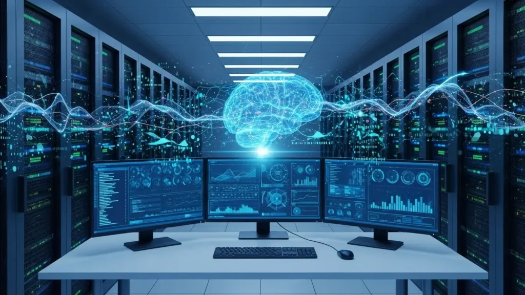 A digital representation of an autonomous agent performing advanced AI automation reasoning.