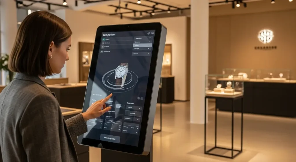 A premium retail setting showcasing personalized business technology for customer engagement.