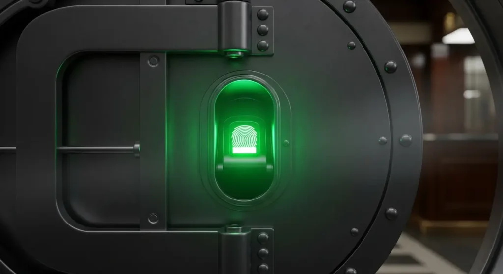 High-level cybersecurity technology protecting a business from digital threats and ransomware.