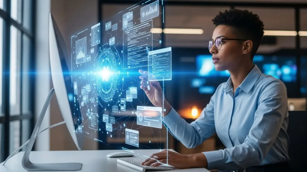 An engineer utilizing AI development tools to increase productivity by 40 percent.