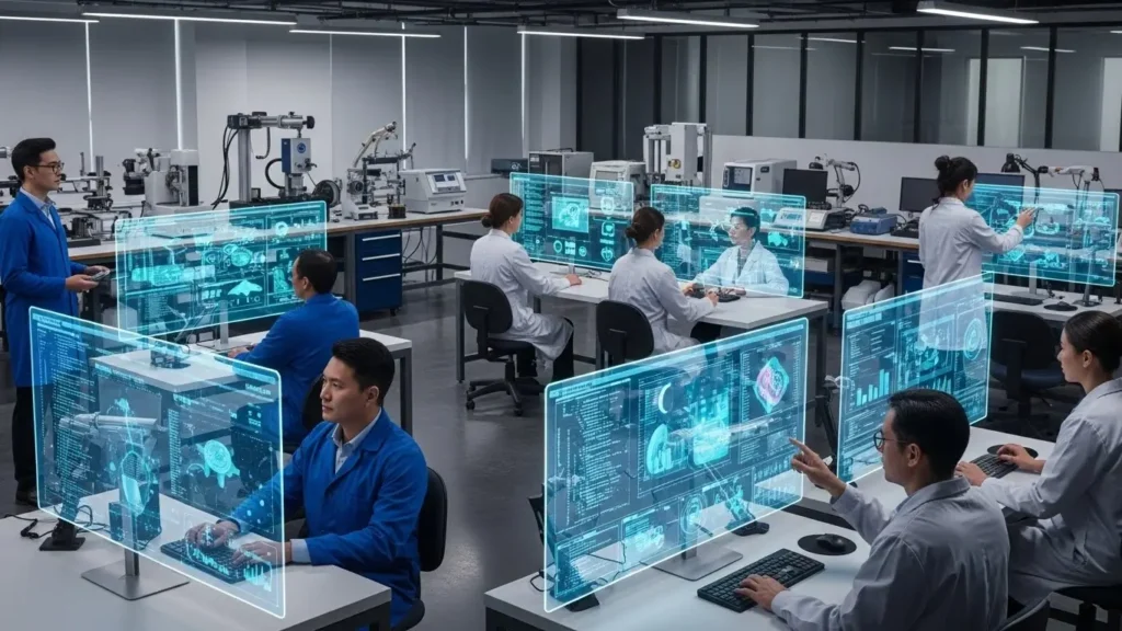A modern high-tech development lab in the US showcasing 2025 development trends.