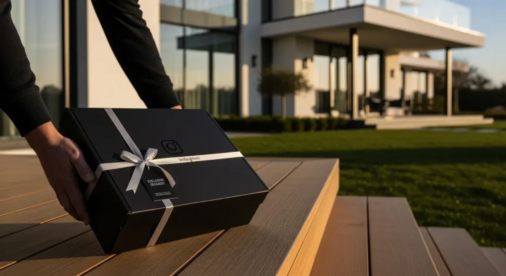 Luxury delivery package symbolizing the success of Instagram e-commerce and marketing technology.