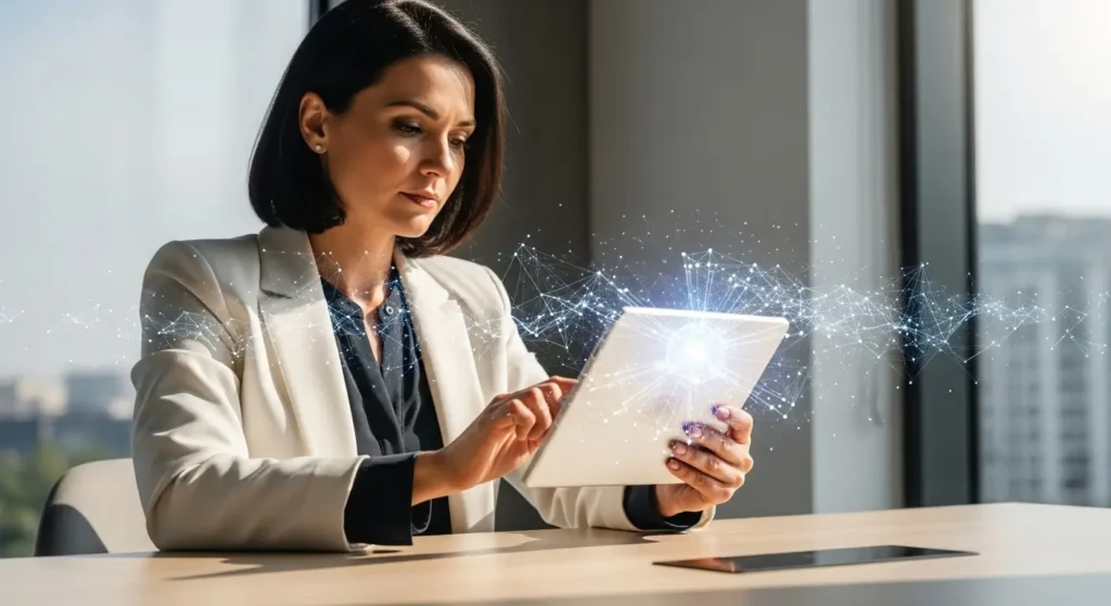 A business professional leveraging AI and machine learning technology to enhance operational efficiency.