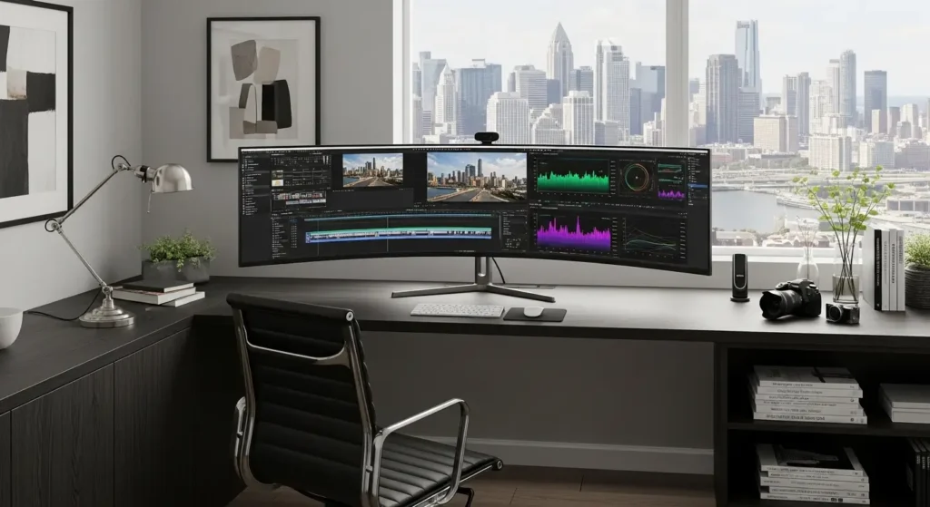 A professional workstation setup designed for high-level YouTube automation and growth.