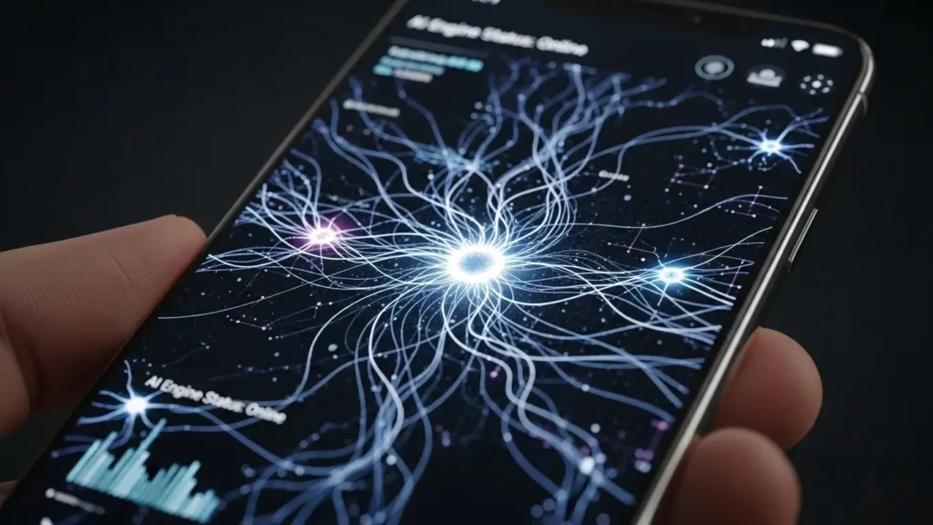 Advanced AI powered technology interface on a Realm smartphone screen.