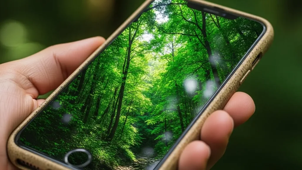 A sustainable smartphone design reflecting future Realm technology trends.