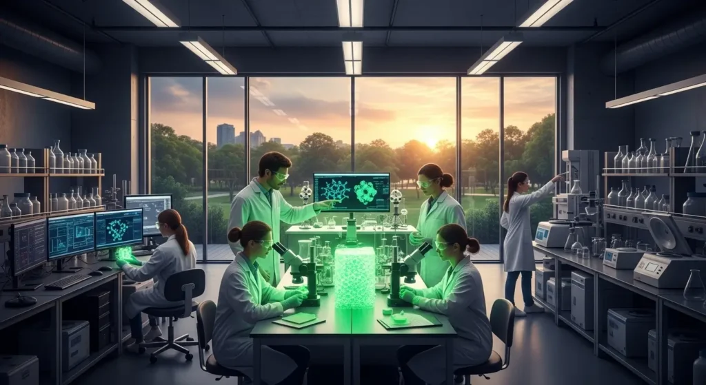 Professional lab setting showing the role of technology in creating environmental solutions for a cleaner future.