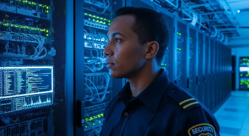 High-tech server room showing secure data infrastructure for a modern business.