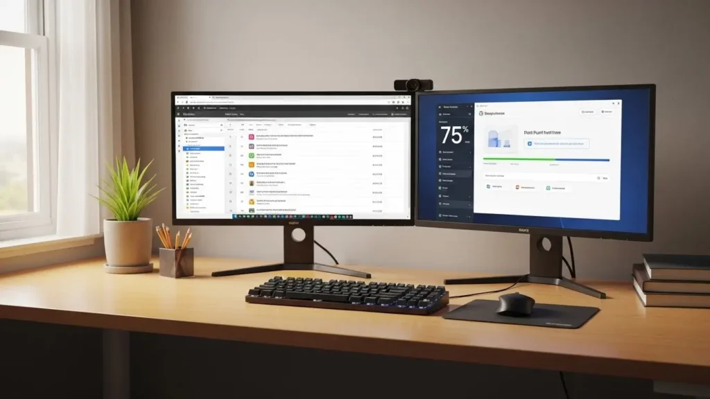 A workstation displaying a Google Sheet used for YouTube content AI automation.