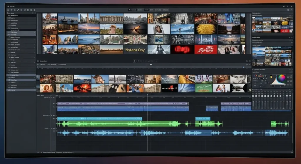 High-tech video production interface used for seamless YouTube Automation content creation.