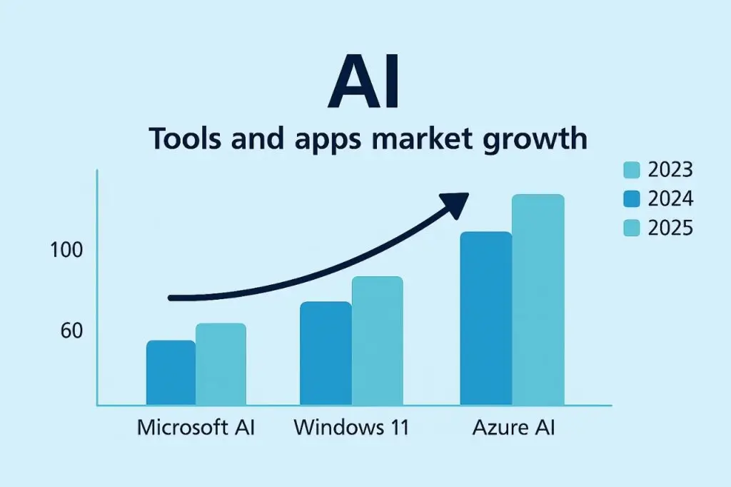 Diagram showing the growth vibe of AI tools and apps market over time
