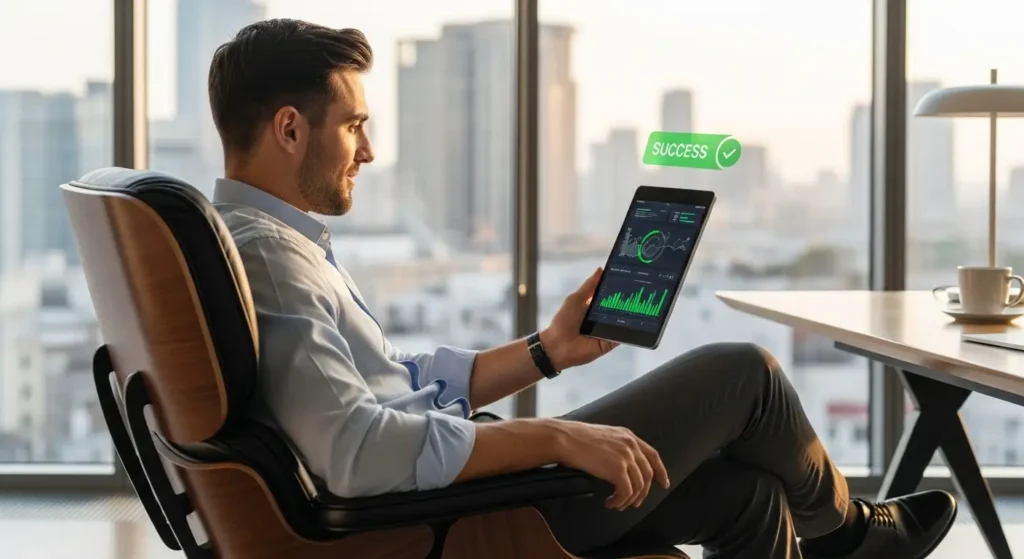 Seamless CRM automation using ai android apps 2025 in a bright office.