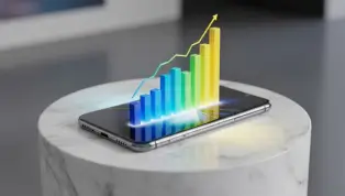 A premium smartphone displaying the successful growth metrics of top-tier mobile apps.