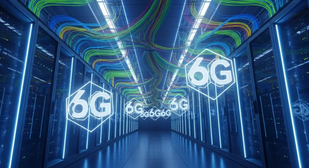 A futuristic data center representing the timely technology trends mentioned in modern digital headlines.