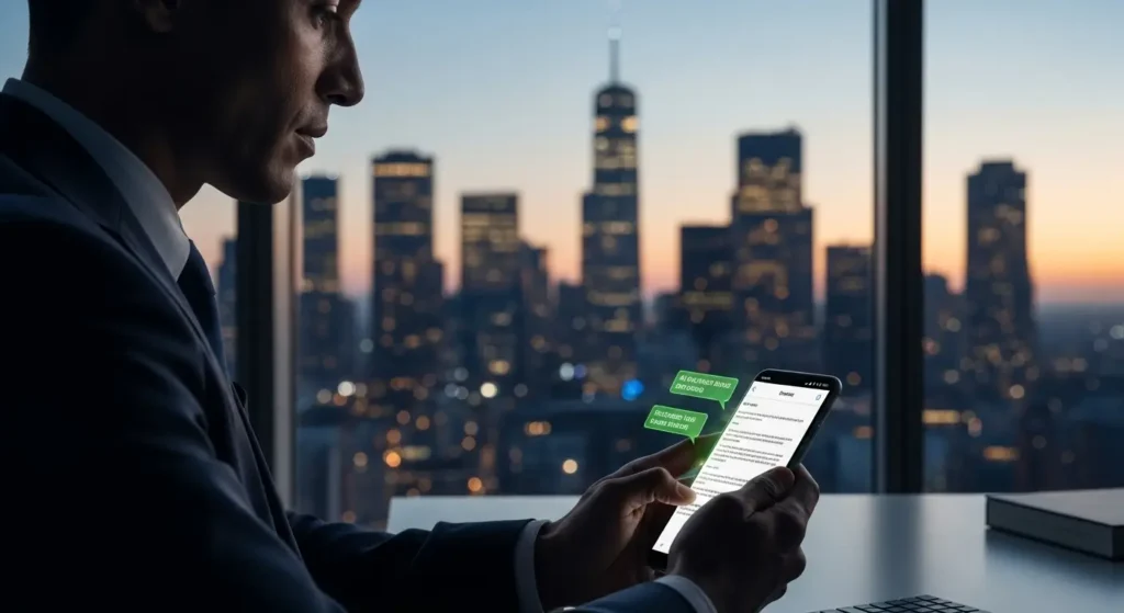 Perfecting business communication using Grammarly AI Android Apps on mobile.