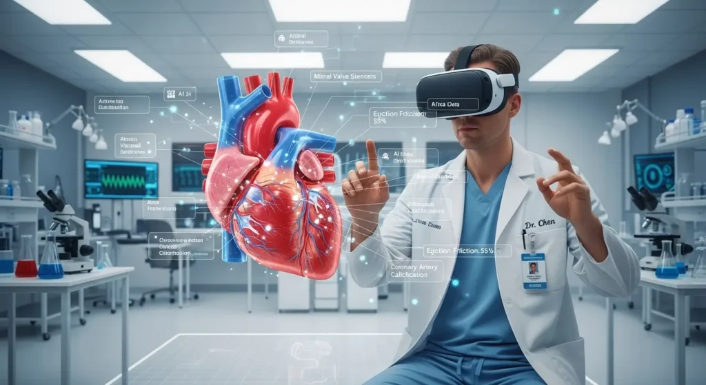 A healthcare professional using AI-powered training simulations to master a clinical vibe.