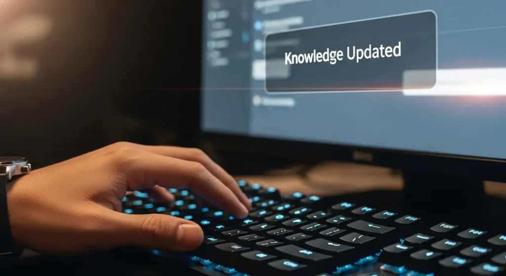 Continuous learning loop for optimizing AI customer support.