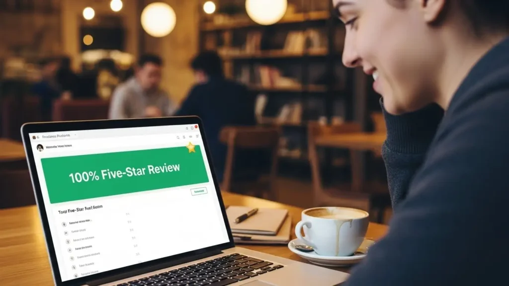 A successful freelancer achieving high ratings on a global freelance marketplace.