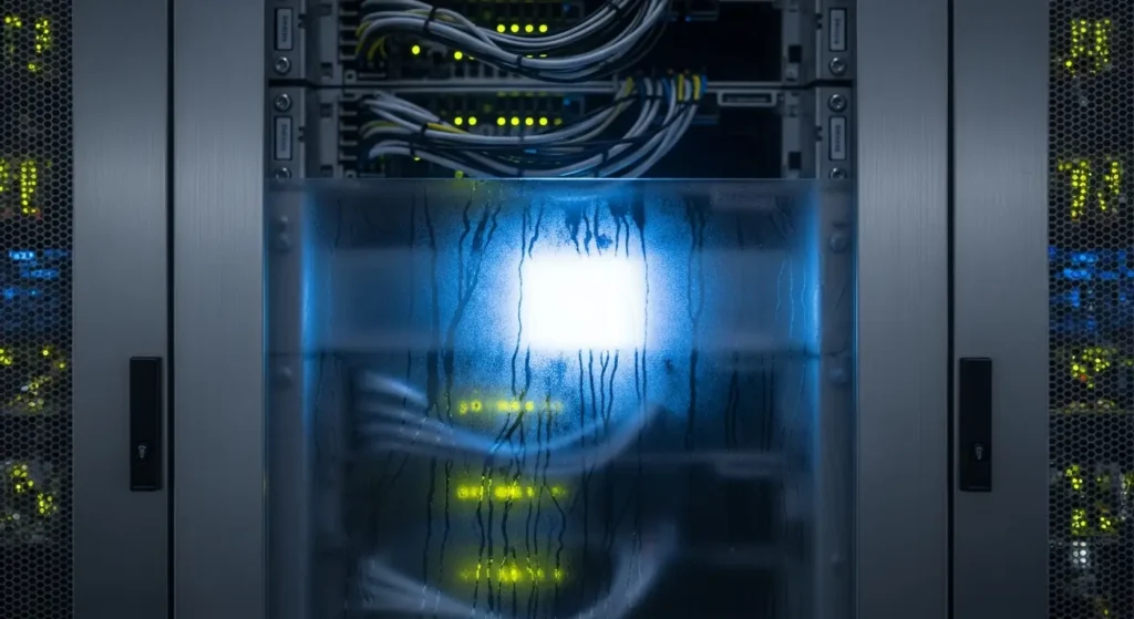 A conceptual server rack illustrating a trust wall in decision intelligence frameworks.