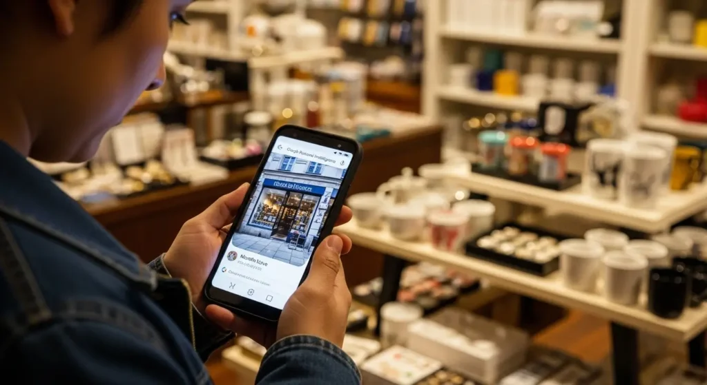 A shopper using Google Personal Intelligence to recall a gift idea from a past photo.