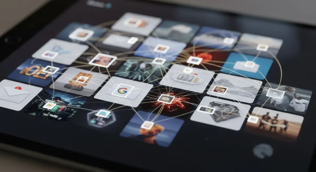 A digital mosaic showing the pattern-matching power of Google Personal Intelligence.