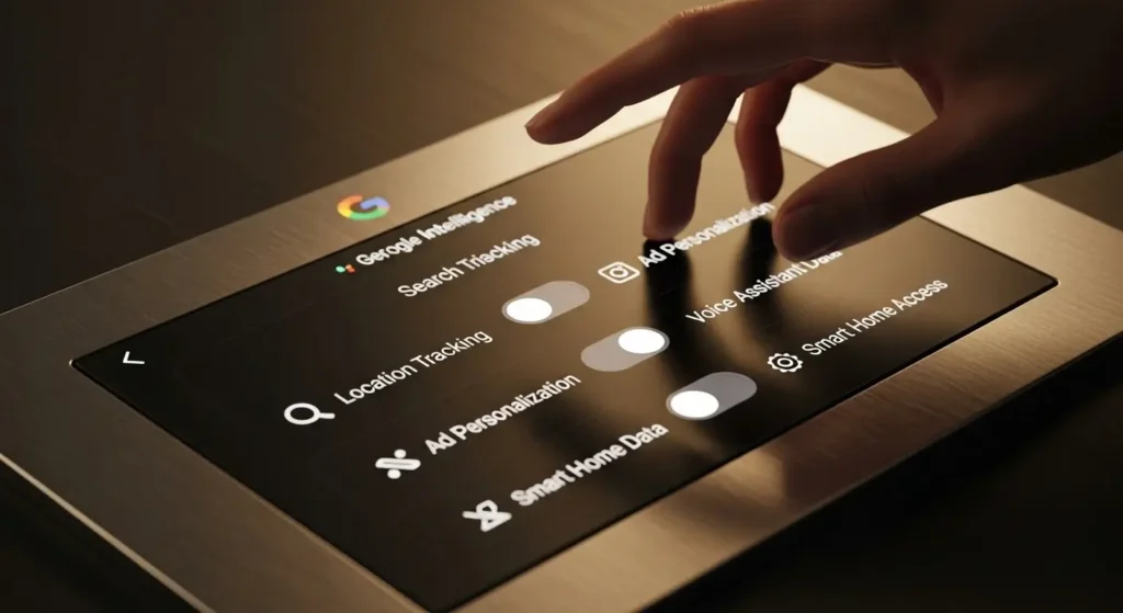 A user adjusting privacy settings within the Google Personal Intelligence dashboard.